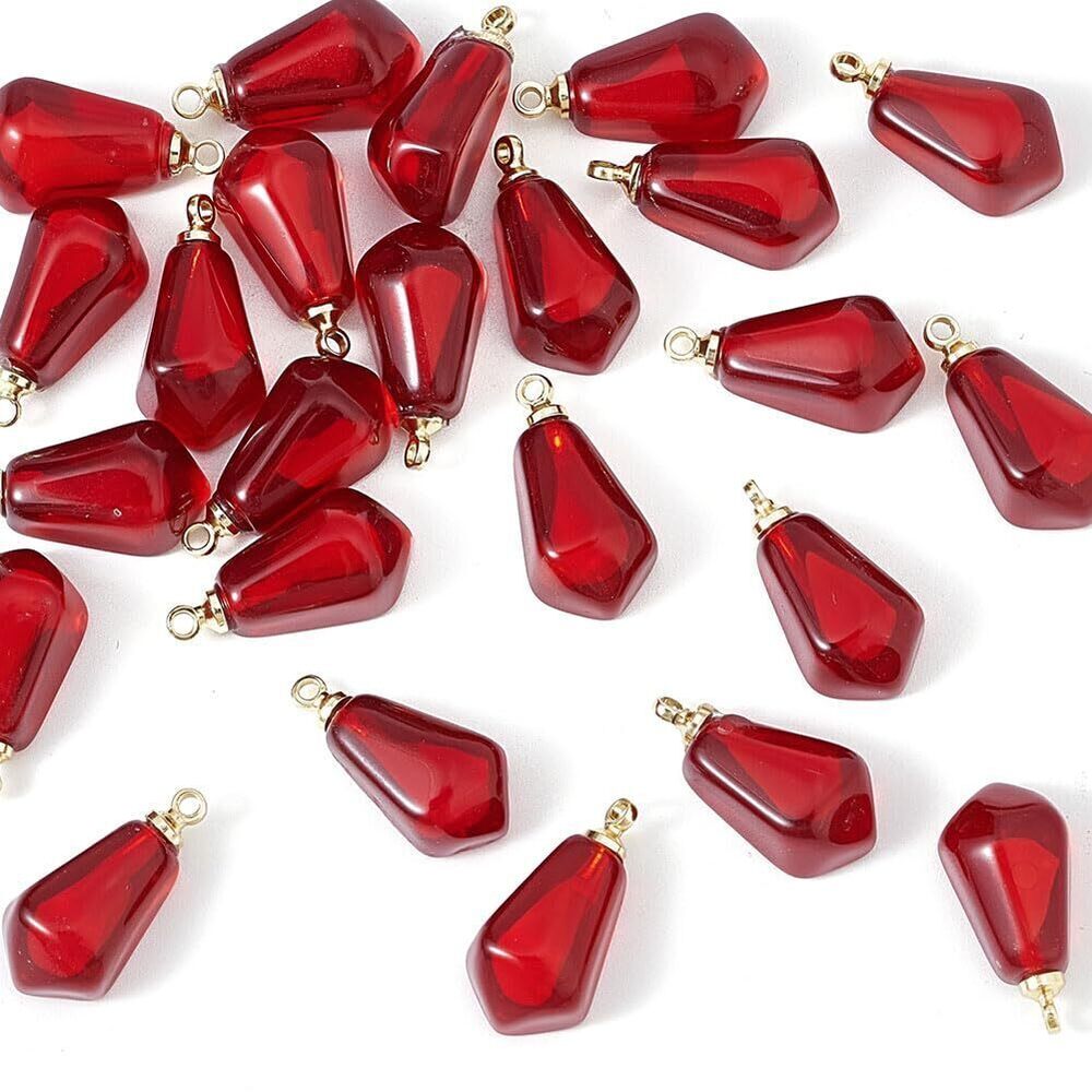 8506 24Pcs Pomegranate Charm Crimson Pomegranate Seed Resin Pendants Cute